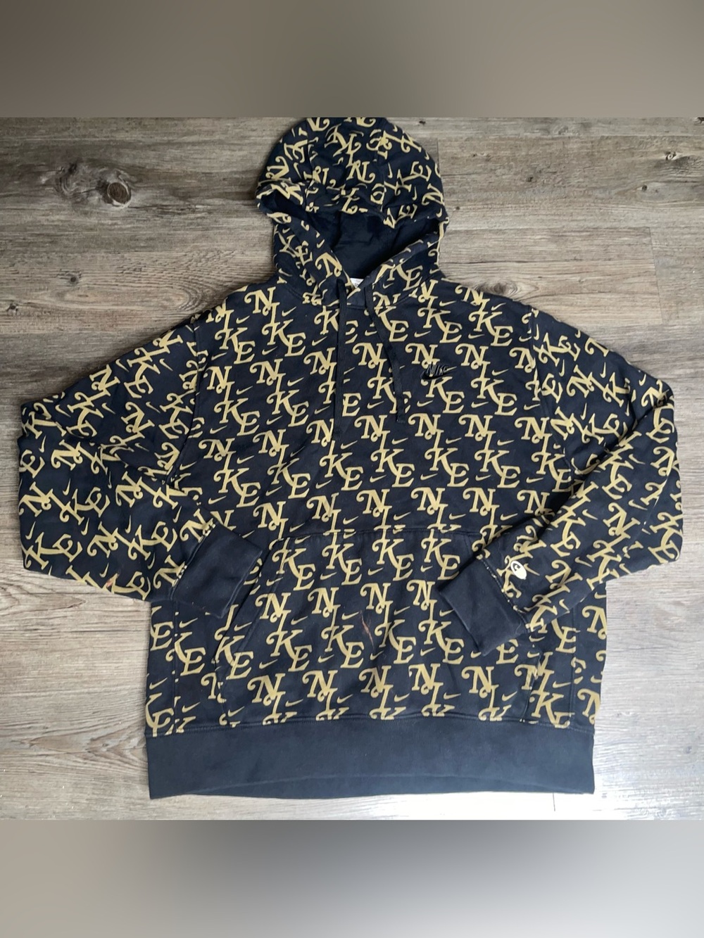 Nike Hoodie L All Over Print Monogram Streetwear Athleisure Loungewear Active